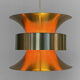 Pendant light in golden brushed aluminum by lyskaer belysning. denmark 1970s