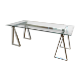 Glass and metal desk