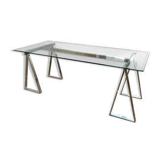 Bureau verre et metal