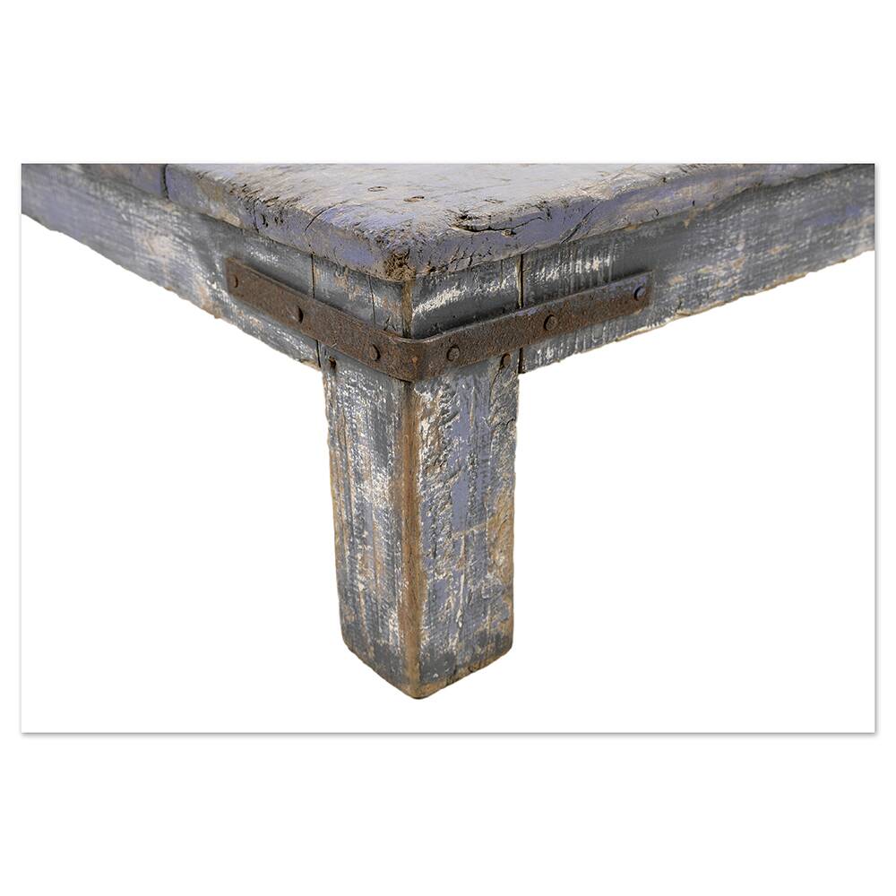 Table basse en bois à la patine bleue