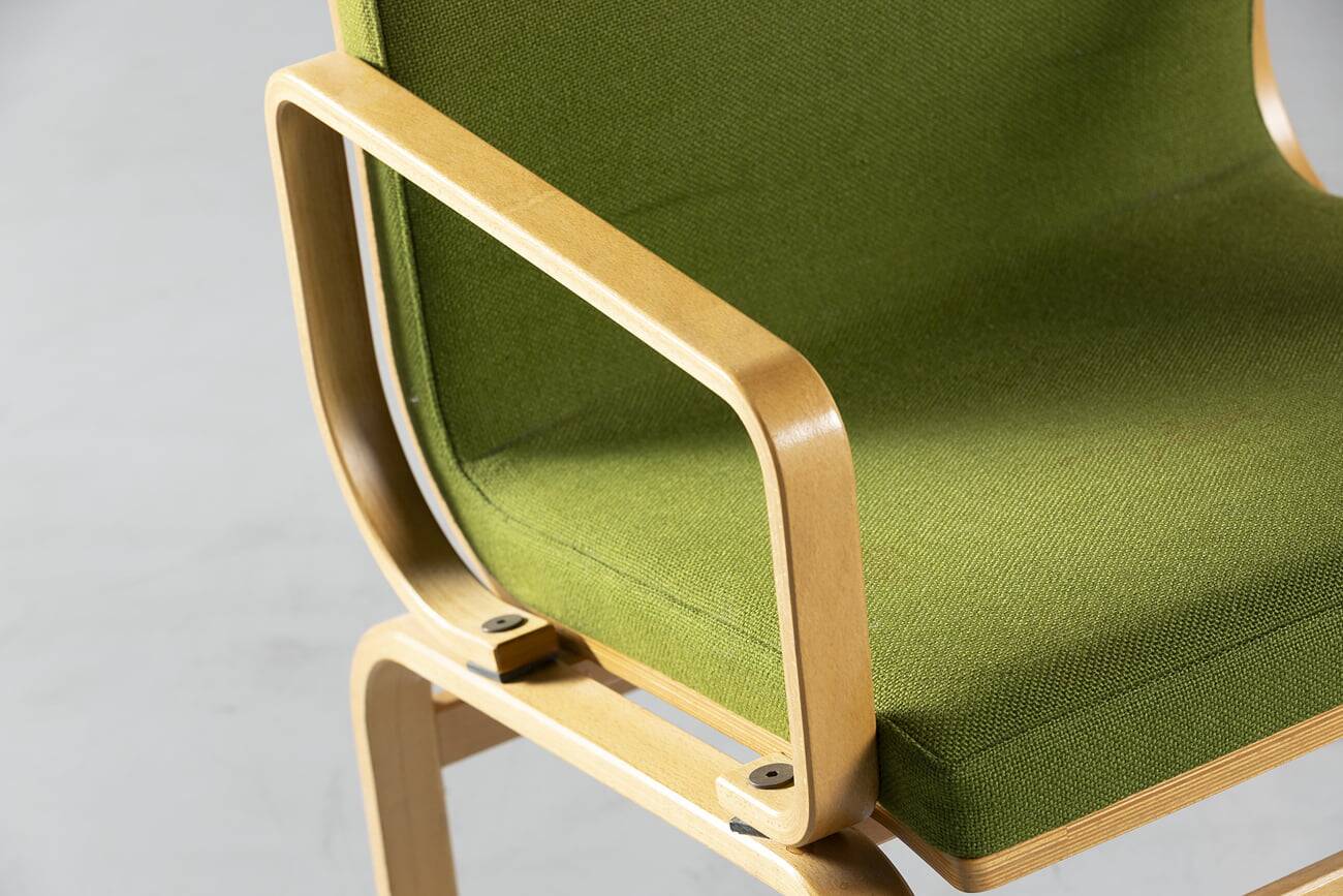Bentwood chair in green upholstery Bill Stephens style, Denmark, 1970s