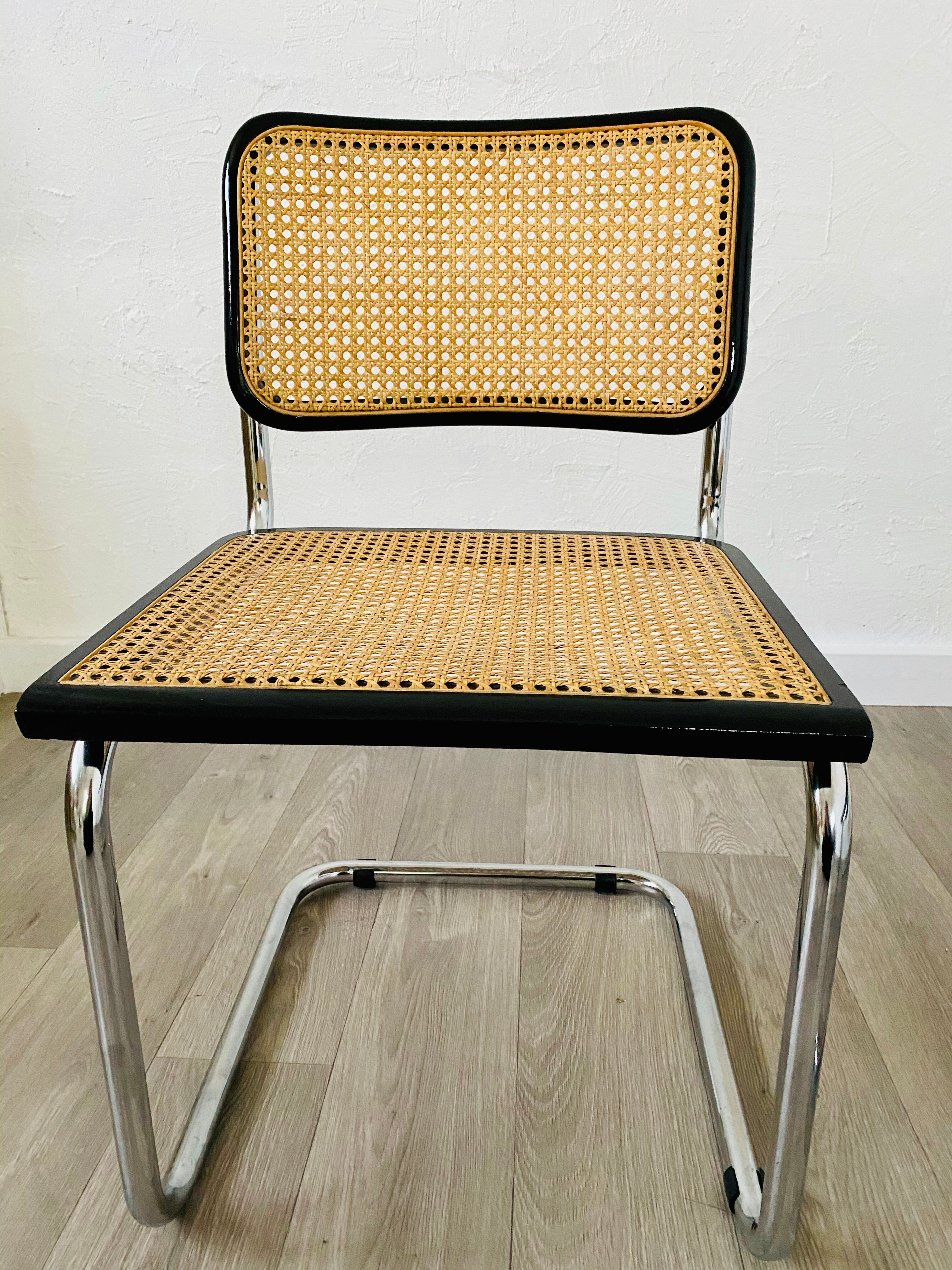 Paires de chaises de Marcel Breuer Cesca B32 noires
