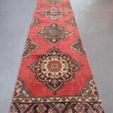 Distressed turkish runner 400x81 cm wool vintage tribal rug