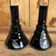 Pair of black and opaline multilayer glass vases. 1970s.
