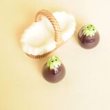 Salt and Pepper Eggplant - Salt and Pepper Shaker Barbotine - Table Decoration