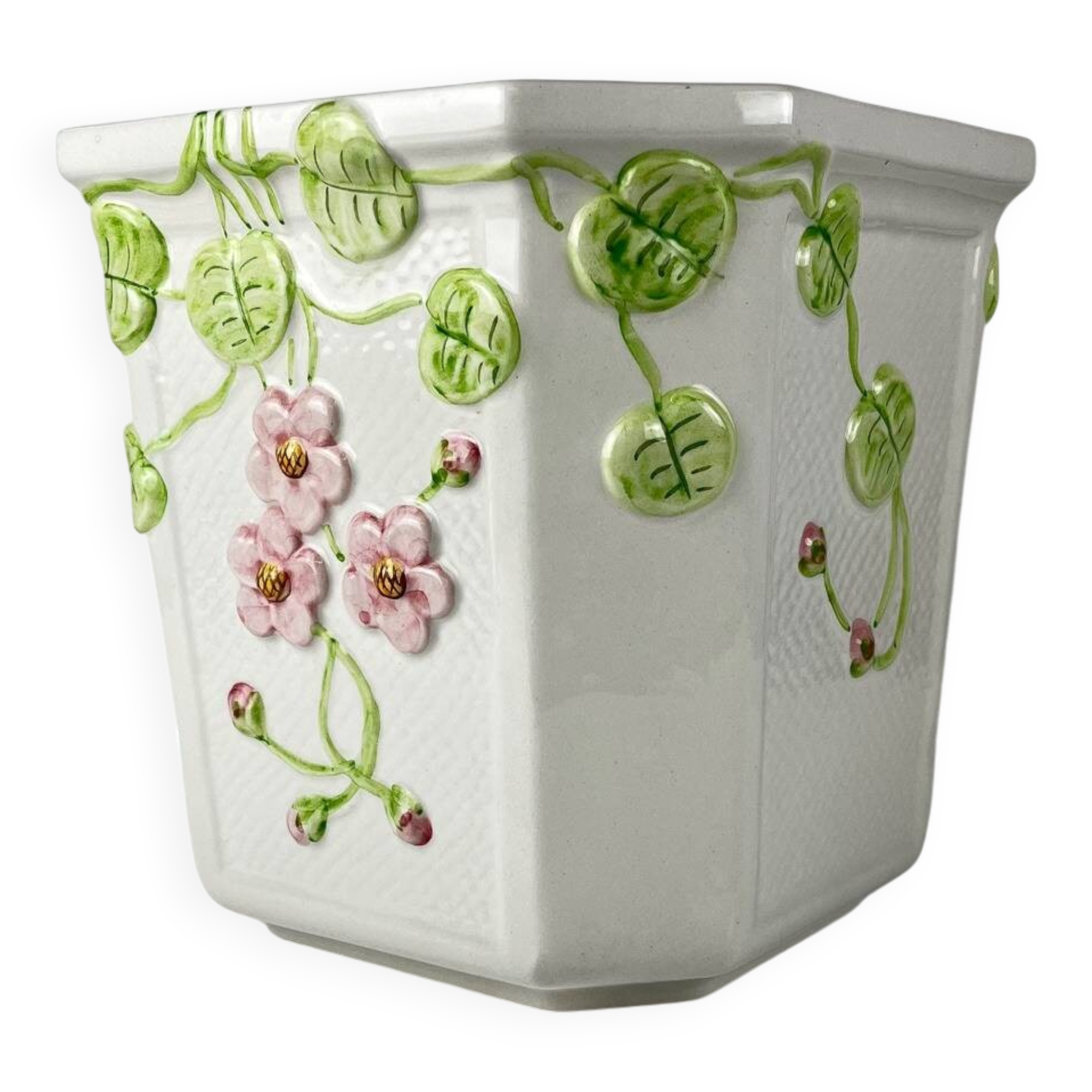 Ceramic flowerpot with relief, Martan, Portugal, 1960/80