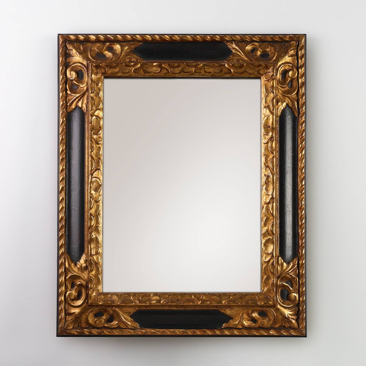 Carved Baroque Black and Giltwood Mirror, France 1850s