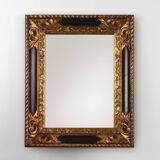Carved Baroque Black and Giltwood Mirror, France 1850s