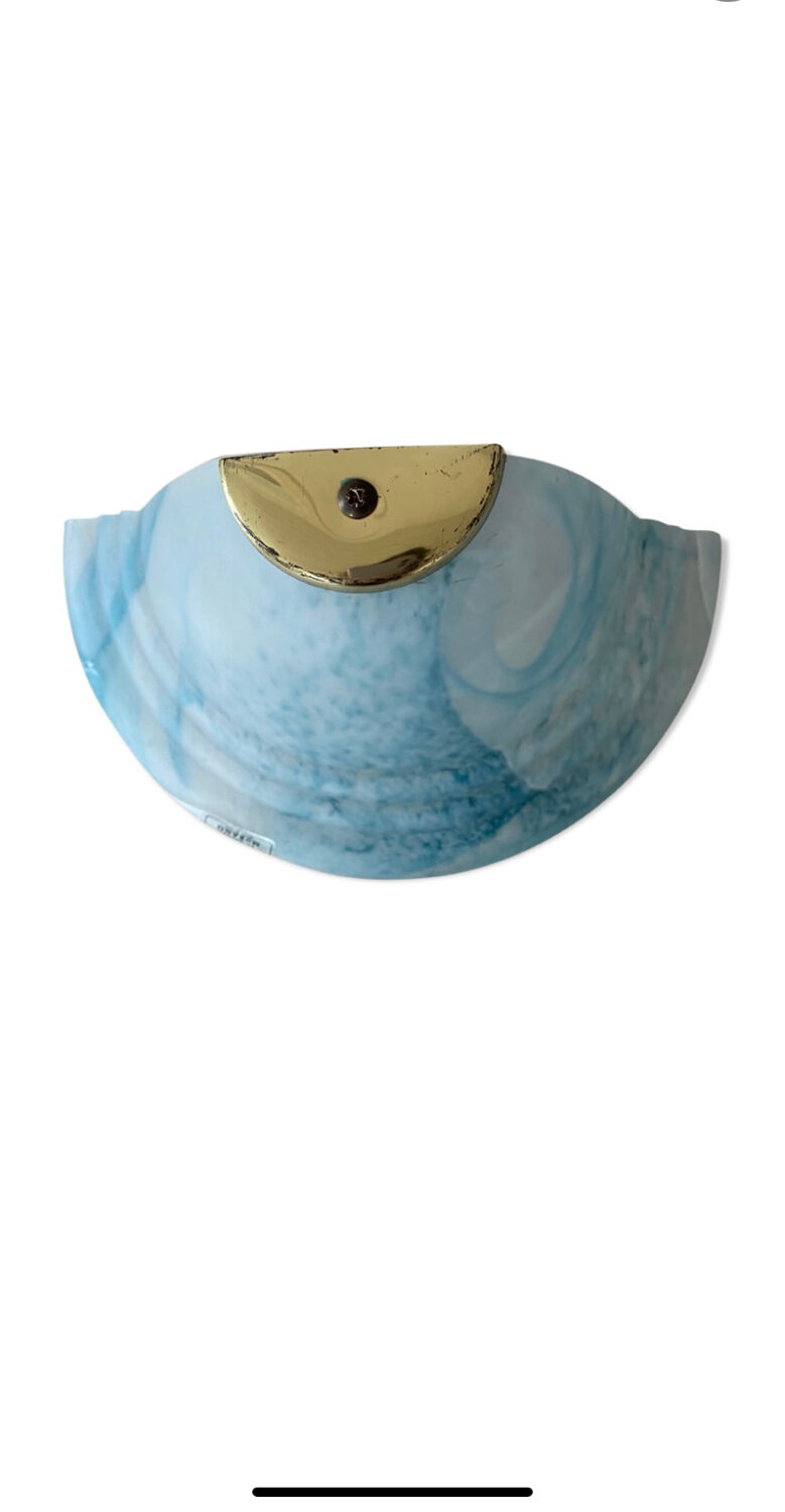 Marbled blue Murano glass wall light