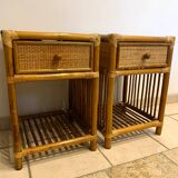 Pair of vintage rattan bedside tables