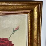 Oil on canvas, F Rembert, still life with roses