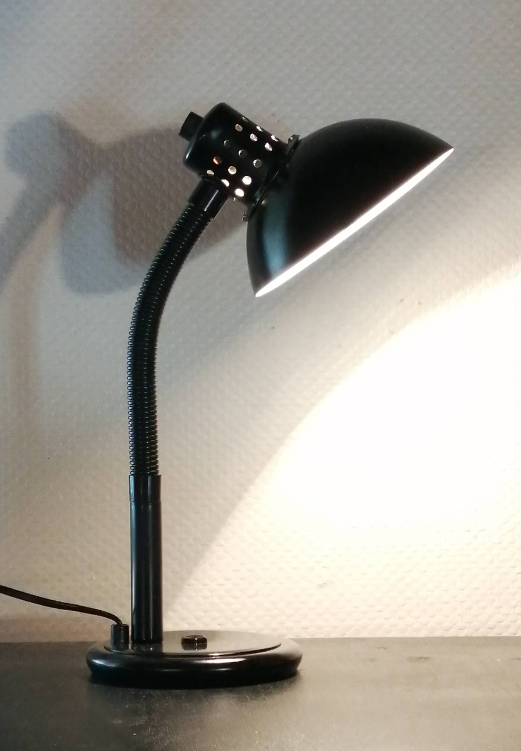 Large black Aluminor desk lamp made in France vintage 1970