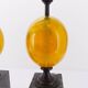 Pair of Maison Charles egg fractal resin and marble lamps