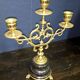 Elegant pair of three-light candelabra in gilded bronze.