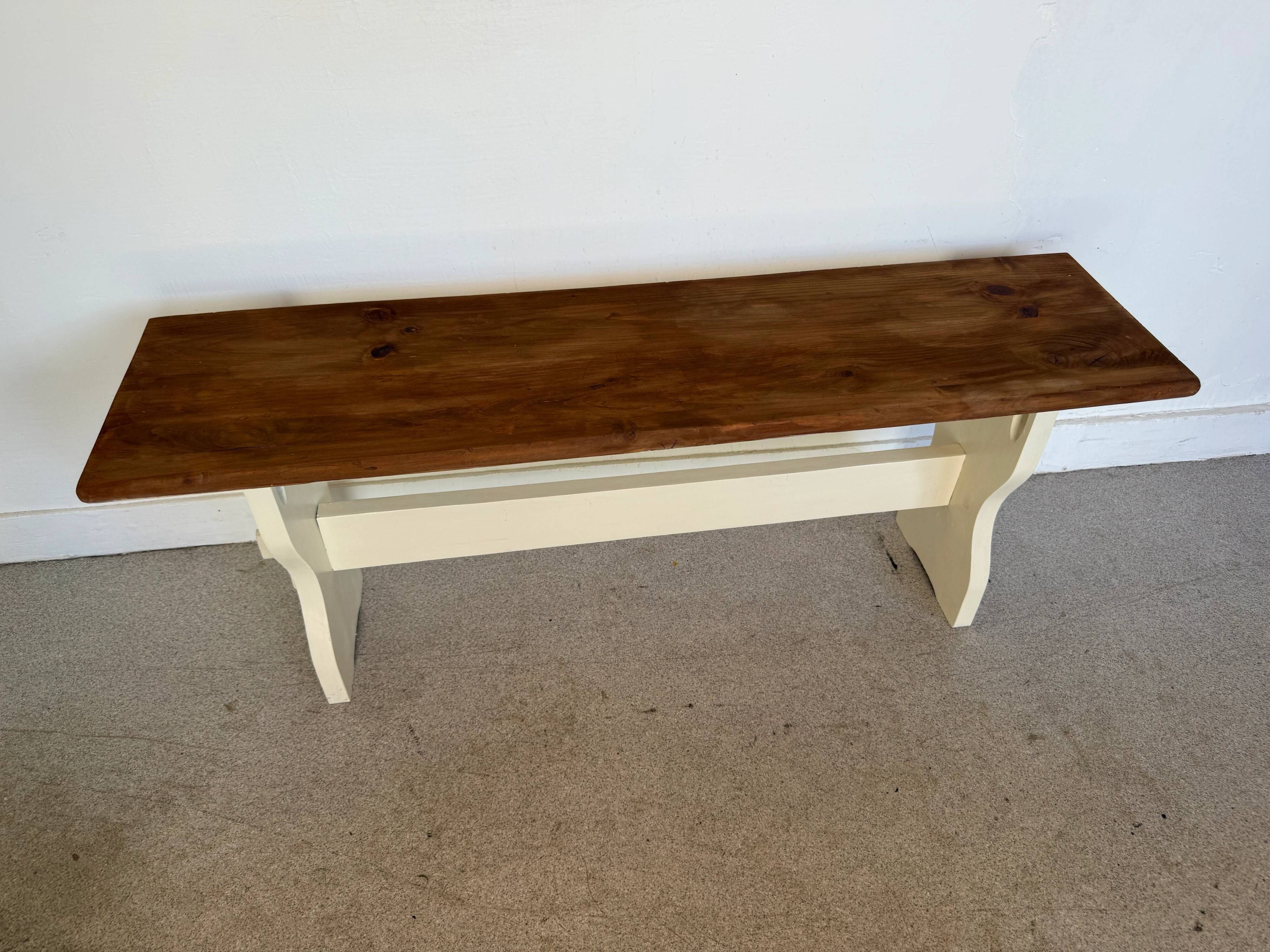 Vintage farmhouse bench made of solid wood