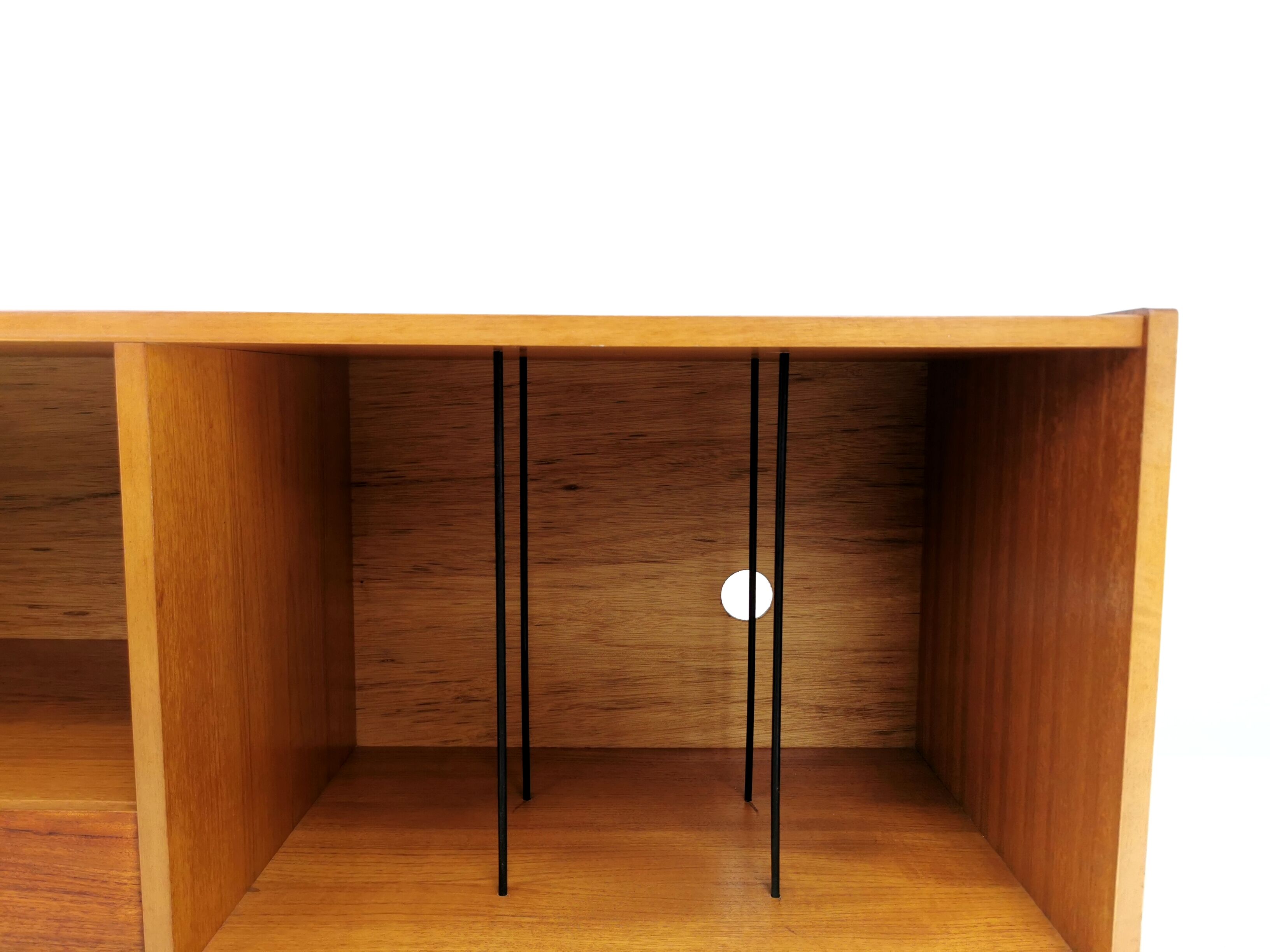 Gibbs teak record sideboard on hairpin legs mid century