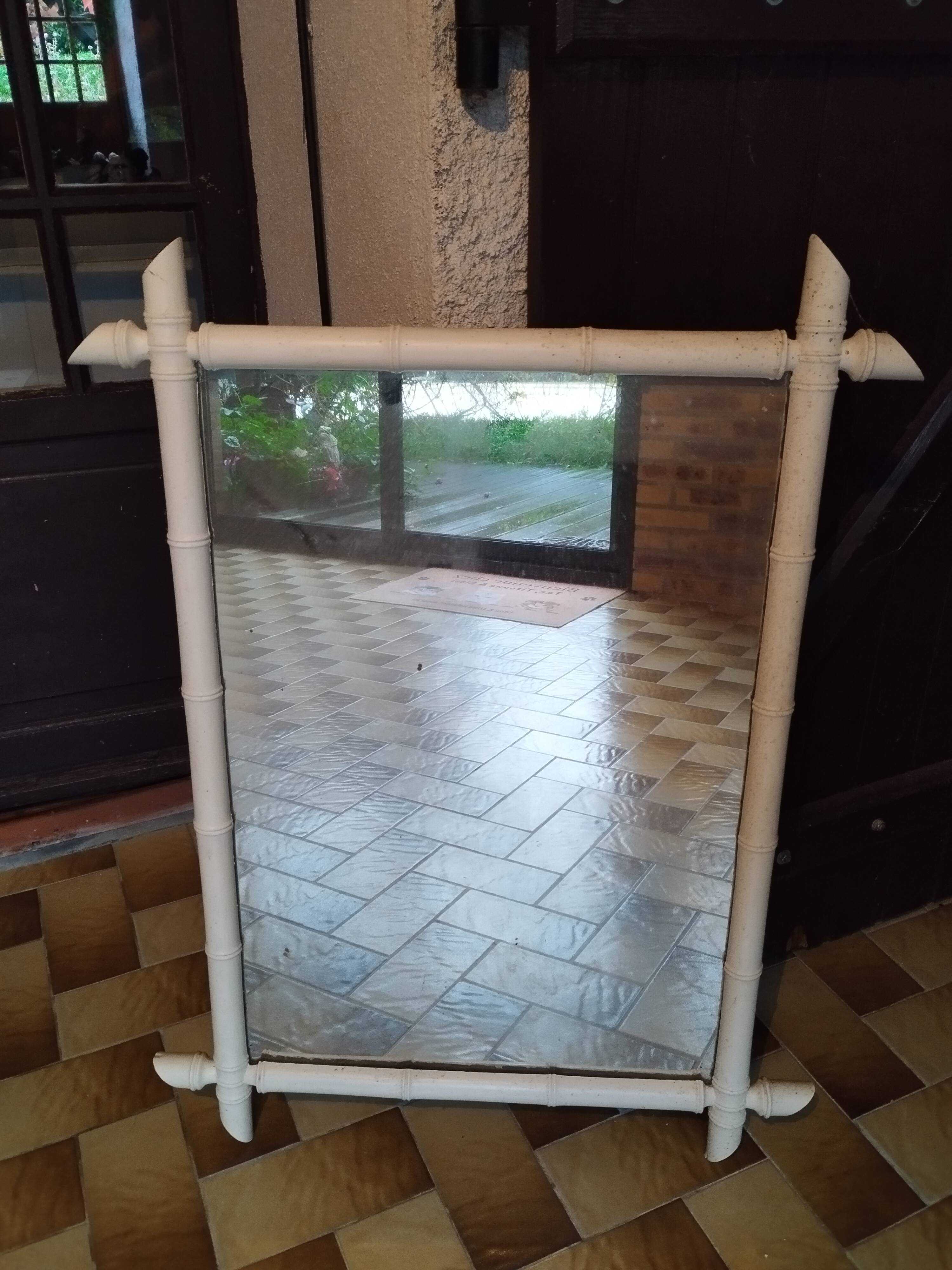 white bamboo mirror