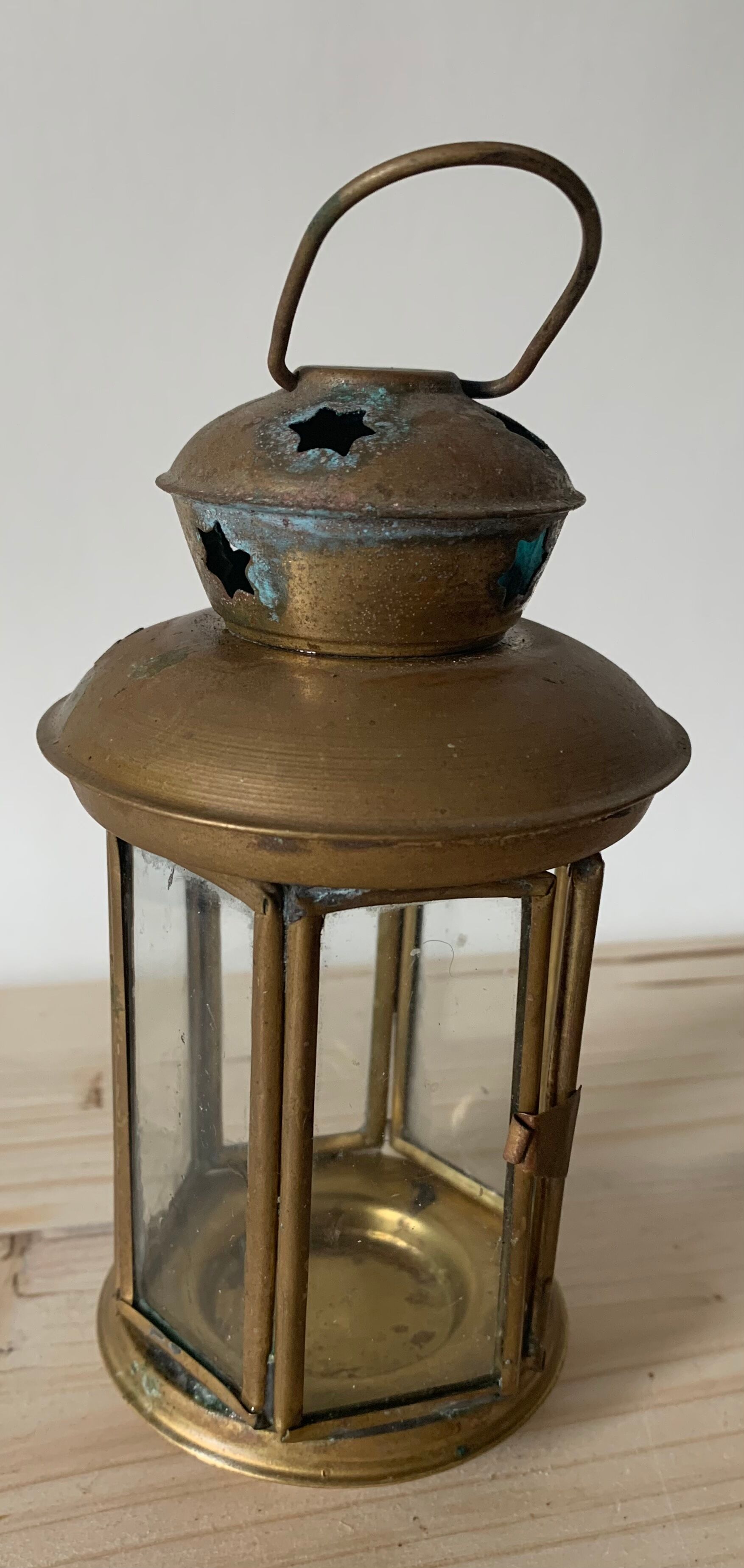 Vintage glass and metal lantern