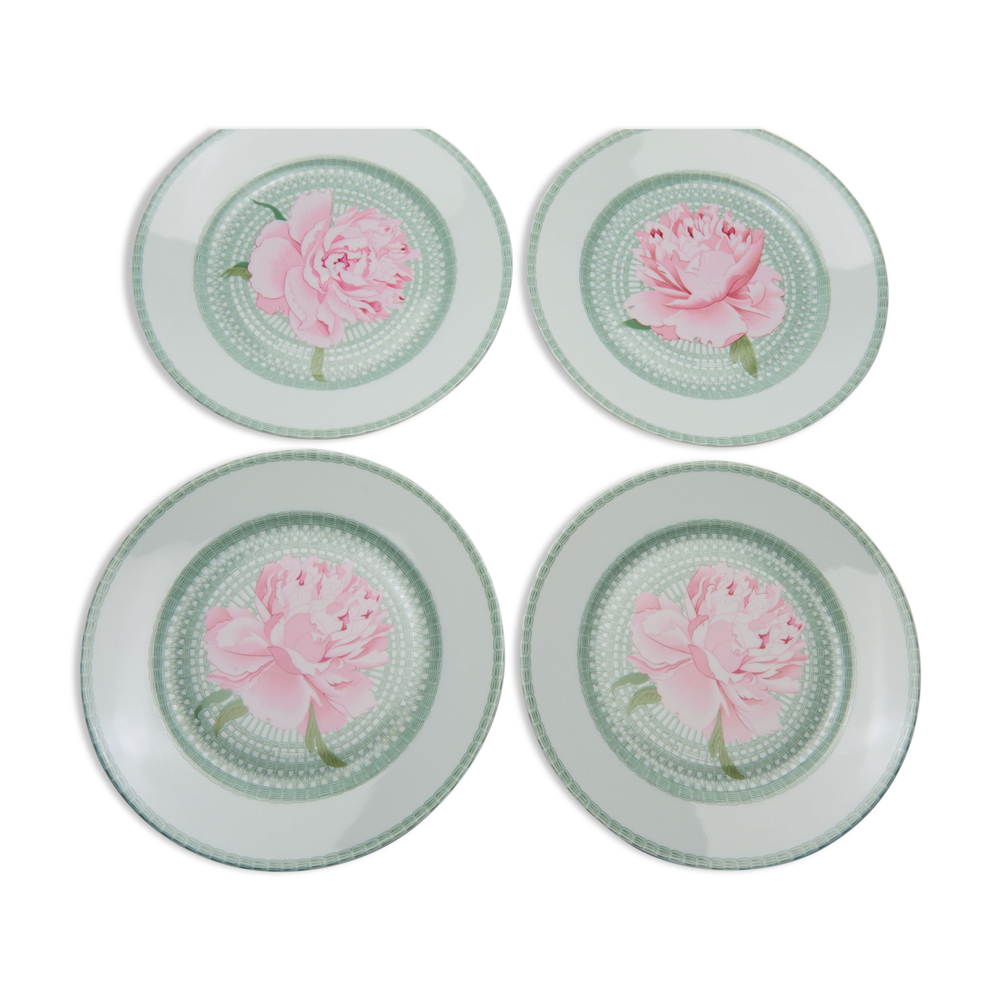 4 plates Hermès Peonies 25cm