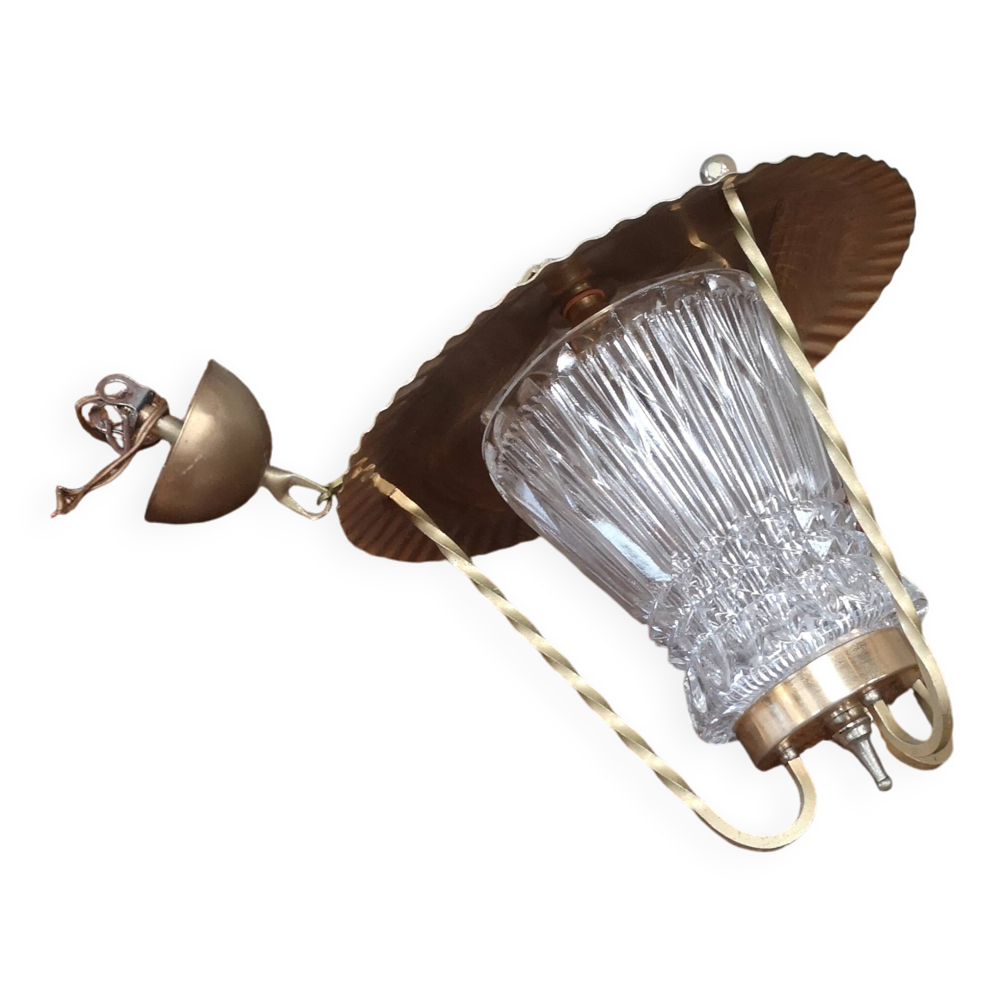 Brass lantern small chain pendant vintage entrance 1950