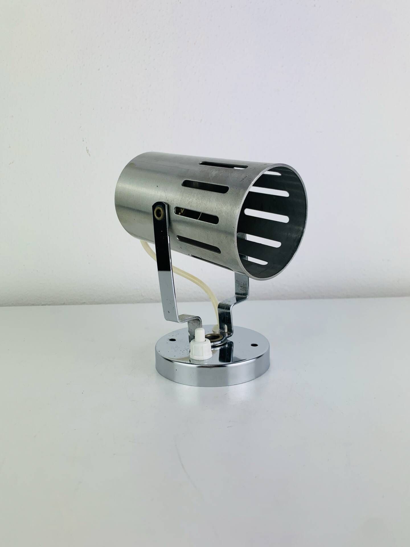 Aluminor wall light, brushed aluminium and chrome, 1960s.