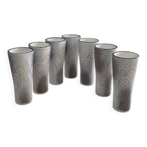 Lot de 7 gobelets hauts - poterie vallauris