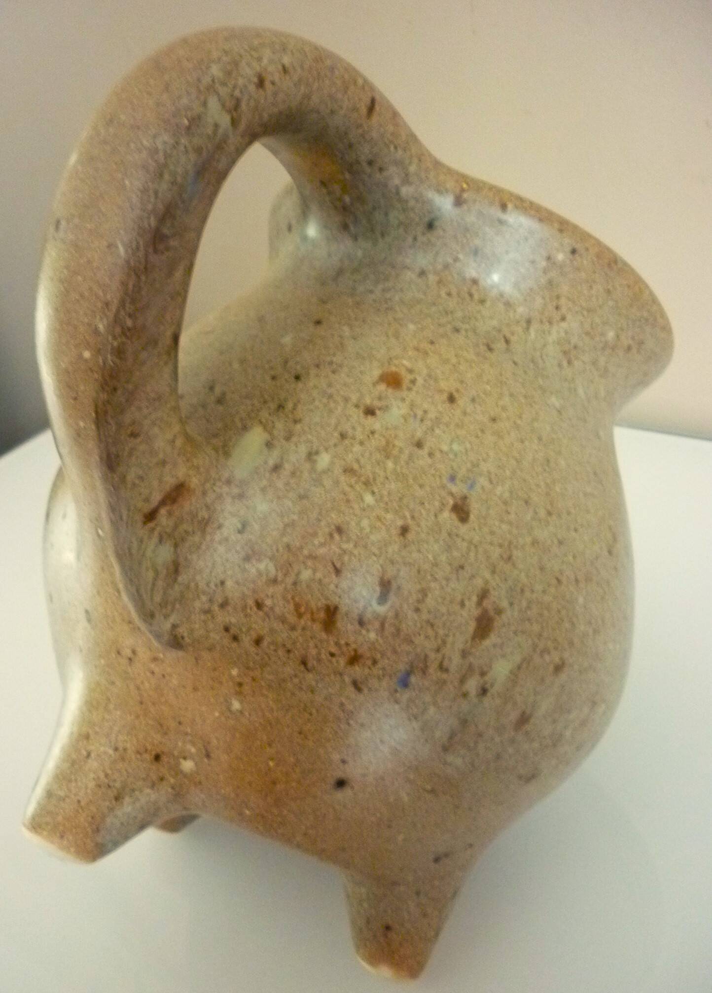 Tripod pitcher in glazed ceramic, signed Périgord pottery, 1950s/1960s