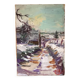 Oil on canvas, landscape under the snow, Jacques Wallart
