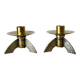 Pair of brutalist candlesticks in brass, Denmark, 1970s