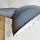 Industrial British Grey Enamel Factory Wall Lamp, 1960s