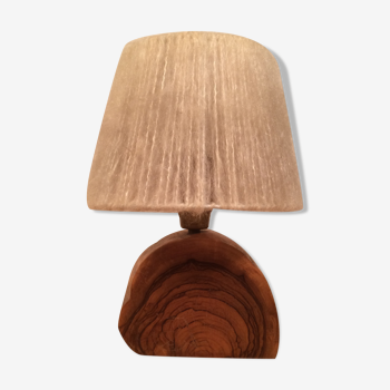 Brutalist lamp olive wood and wool lampshade