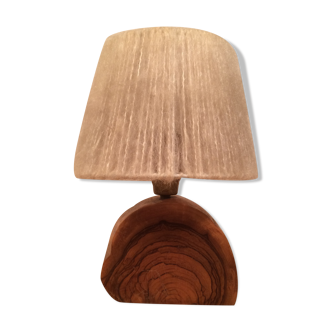Brutalist lamp olive wood and wool lampshade