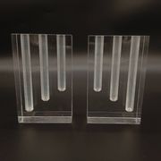 Duo Vase Bloc Résine Lucite Triple Cheminée Plexiglas Design Postmoderne