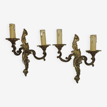 Paire d'appliques murale en bronze FBR/vintage