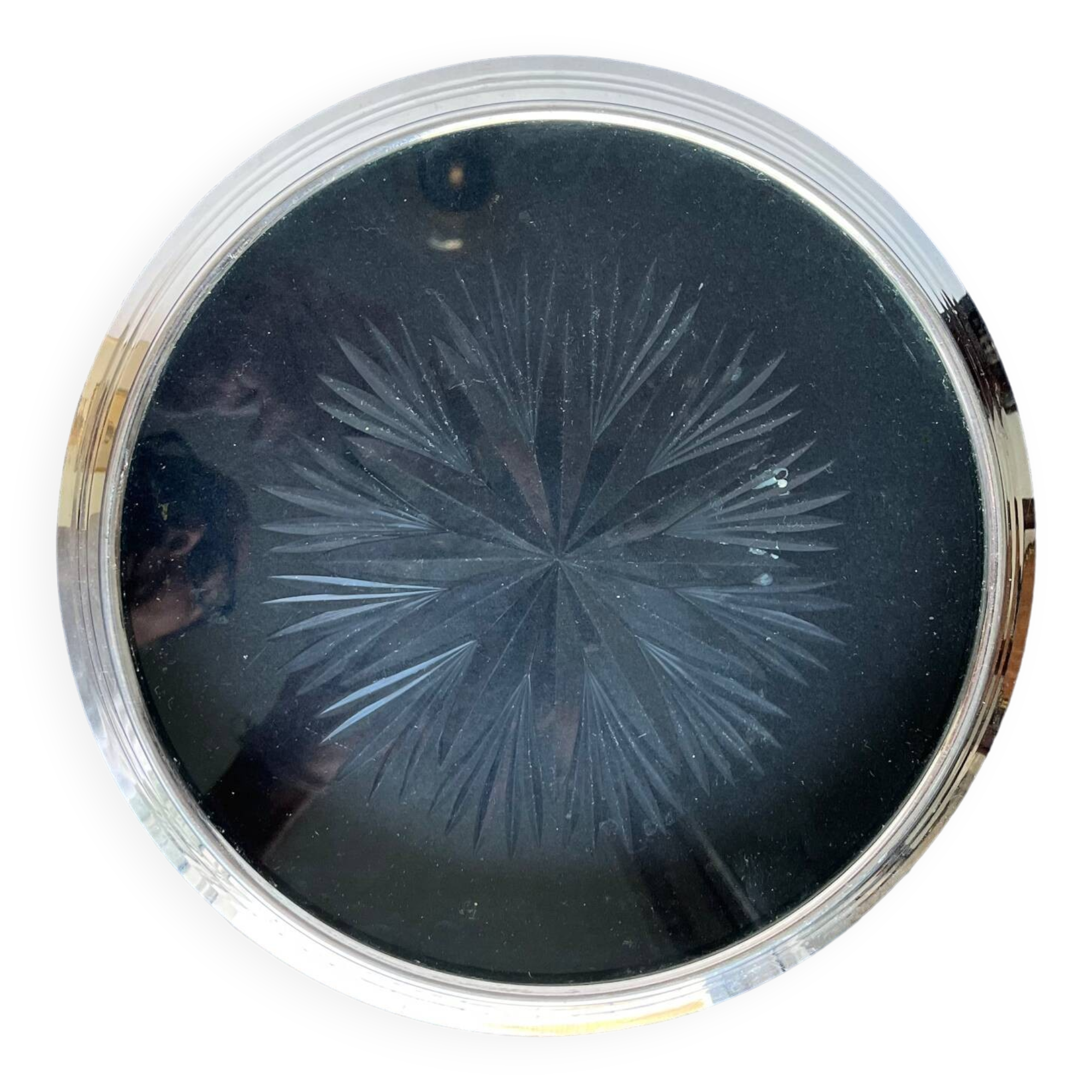 Trivet in cut glass and silver metal