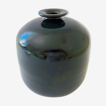 Vase en grès vernissé bleu