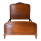 Double bed Louis XV carved walnut with roses and cabriole legs.