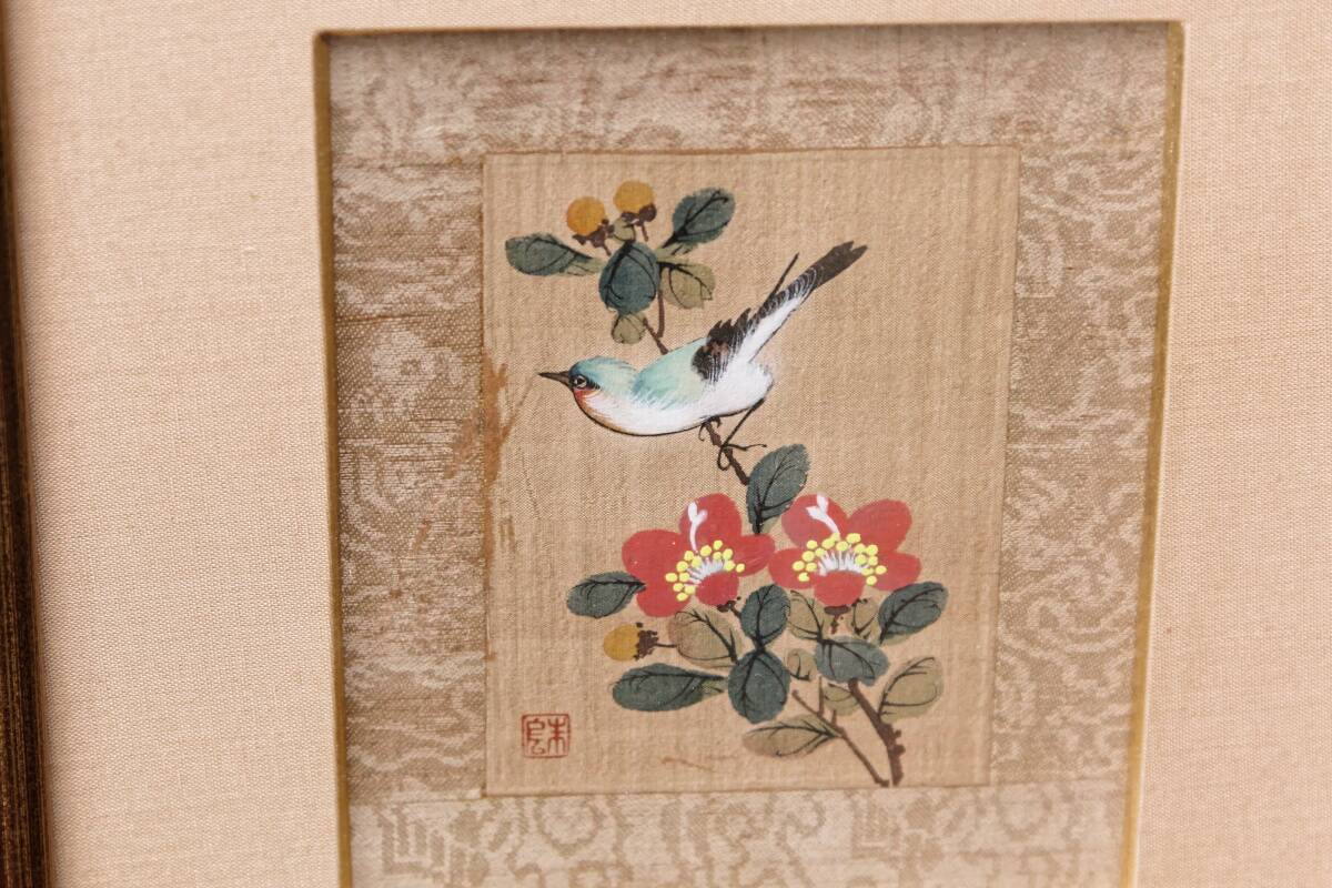 Pair of paintings on silk, China, trendy birds