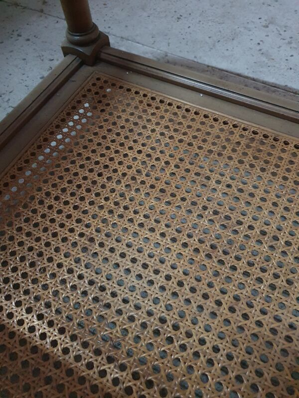 Table basse bois et cannage