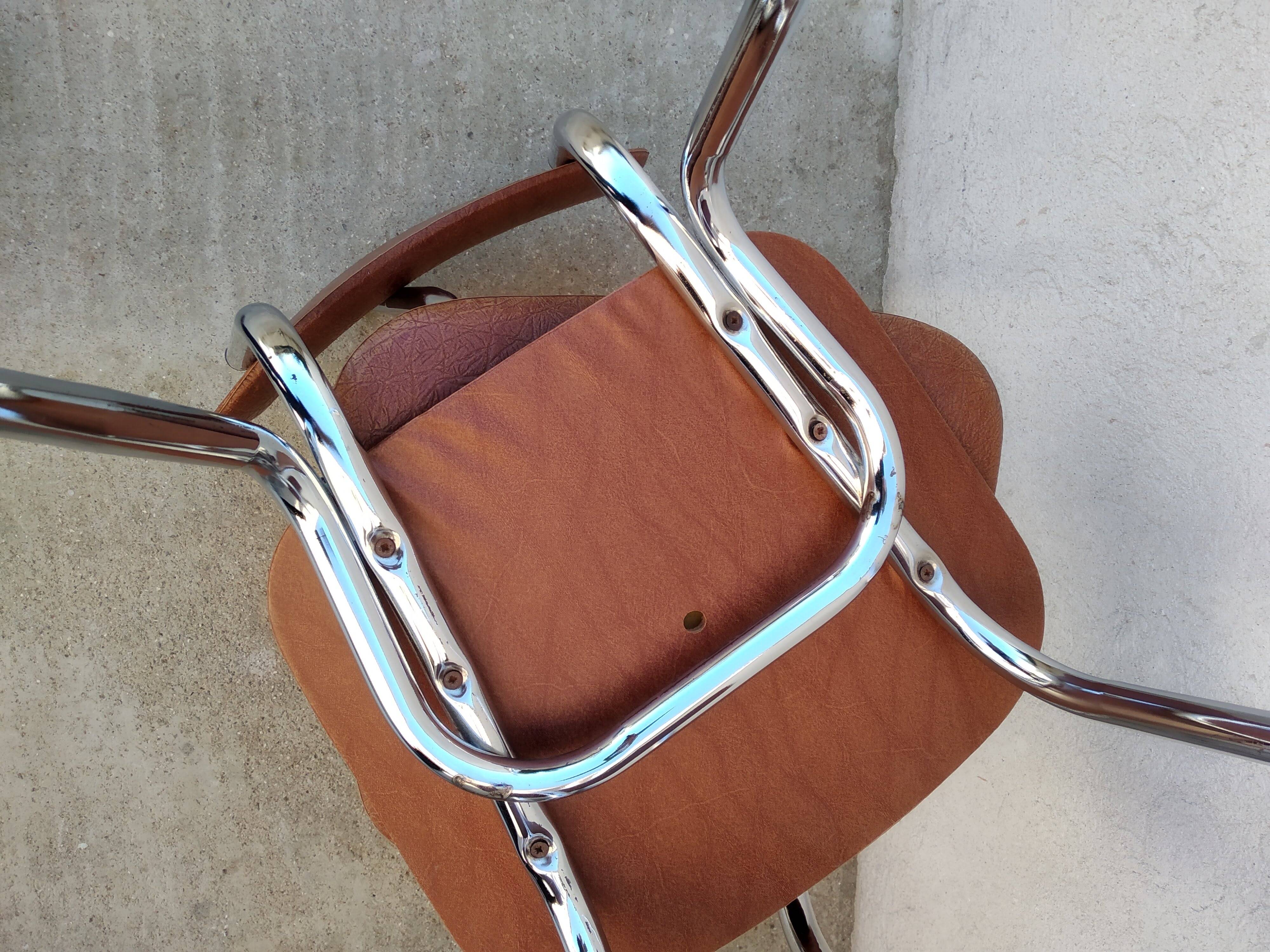 Set of 2 kitchen chairs in imitation leather from the 60s and 70s