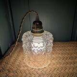 Geometric relief moulded glass lampshade from the 1970s.