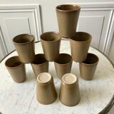 Set of 10 sandstone glasses Digoin Sarreguemines 70s
