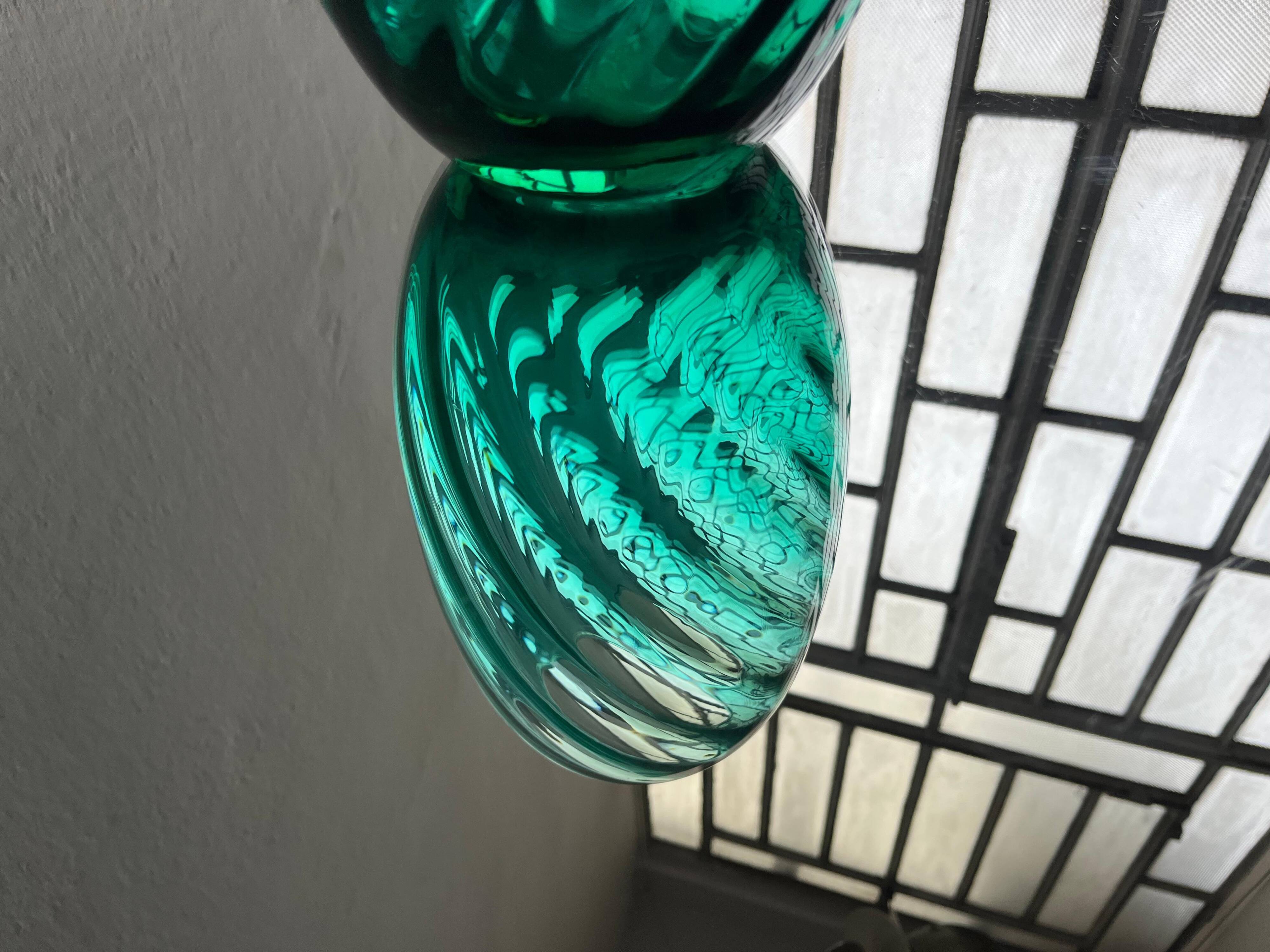 Large Green Murano vase by IVM Mazzega, art spiral glass