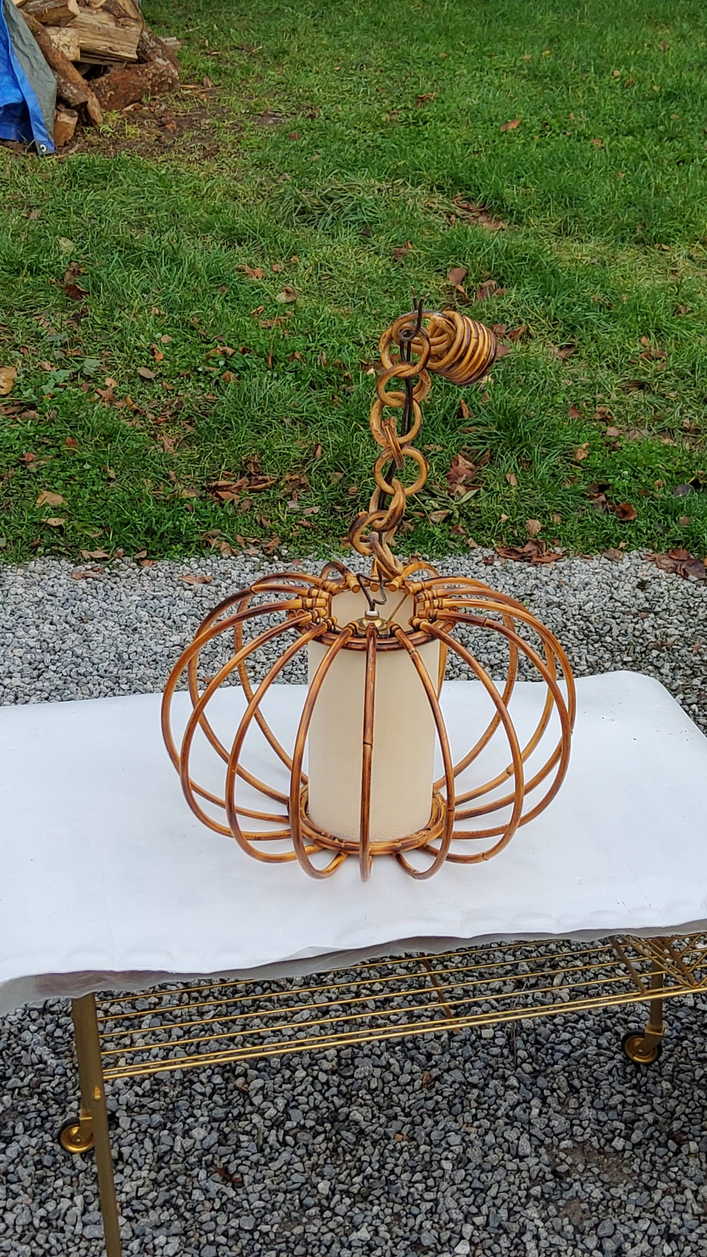 70s rattan pendant light