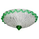 Charming Italian green Murano glass ceiling fixture, Murano, 1970