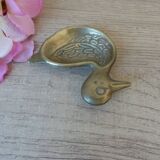 Small carved brass duck ashtray, duck pocket ashtray