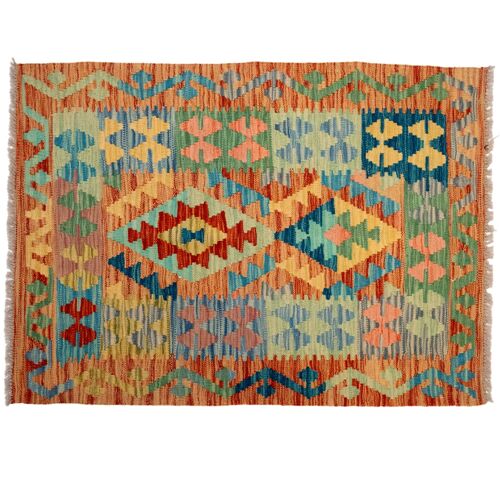 Tapis Kilim afghan en laine fait main coloré 110x82 cm