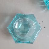Lot de 2 cendriers assortis en verre turquoise