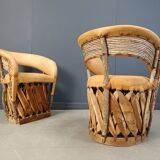 Vintage art populaire mexican dining chairs set of 6, 1970s