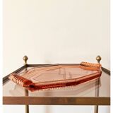 Plateau en verre rose Art Déco